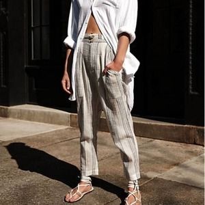 NWT Free People Semi Sweet Sage Striped Pant